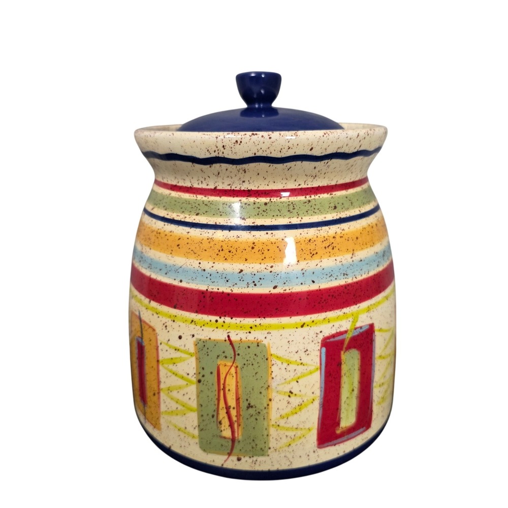 Pfaltzgraff Sedona Hand Painted Ceramic Canister Cookie Jar GOOD Boho Decor